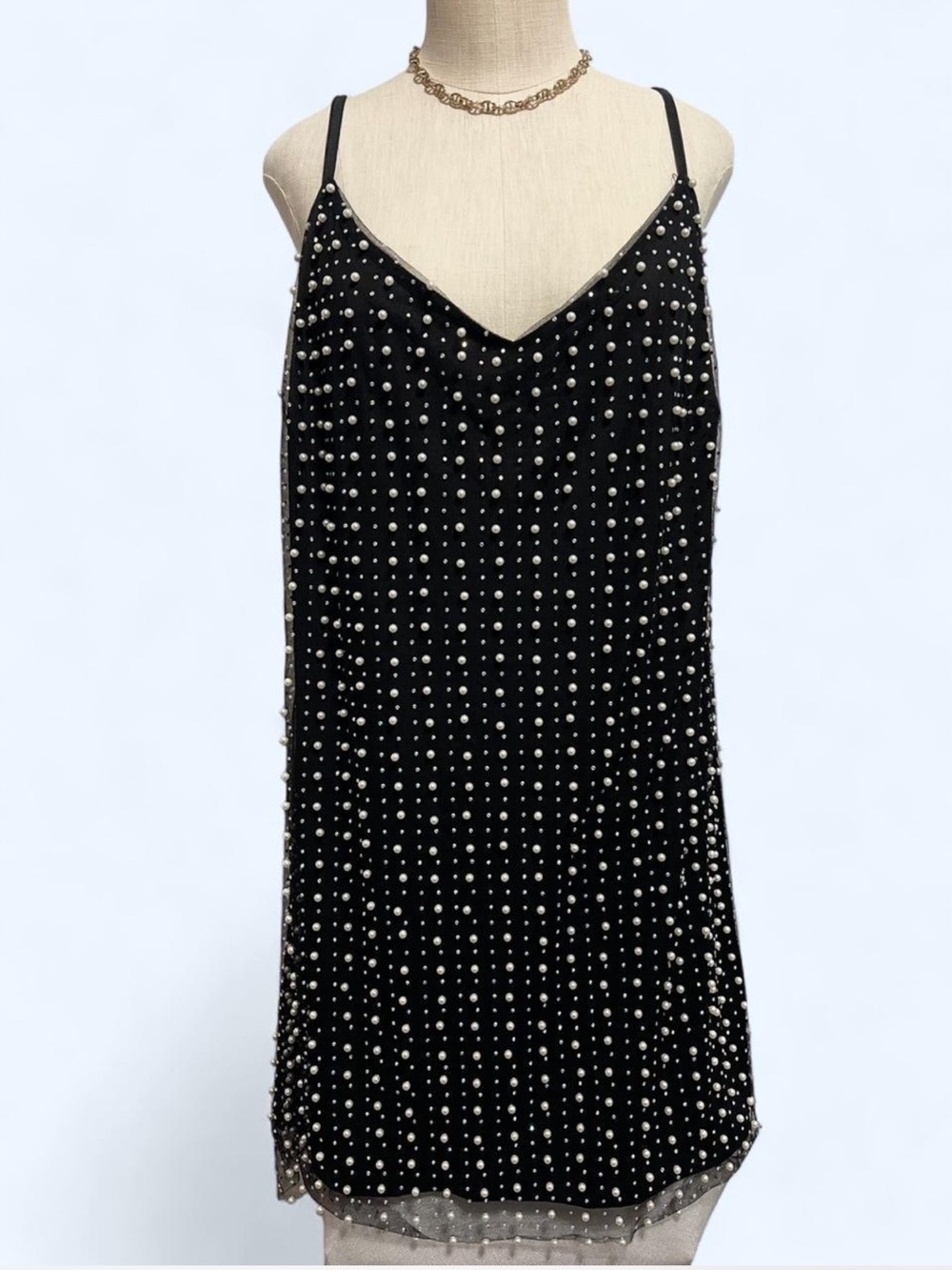 Forever 21 Black Mini Dress with Silver Bead Embellishment